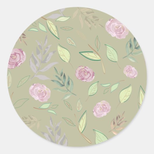Festive Waterverf Flowers 5 Ronde Sticker (Voorkant)