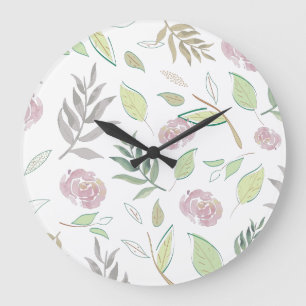 Festive Waterverf Flowers Grote Klok