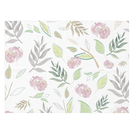 Festive Waterverf Flowers Tafelkleed (Voorkant (Horizontaal))