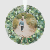 Festive Waterverf Greenery Wreate Family Foto Ornament (achterkant)