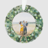 Festive Waterverf Greenery Wreate Family Foto Ornament (voorkant)