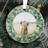 Festive Waterverf Greenery Wreate Family Foto Ornament