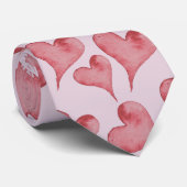 Festive Waterverf Harten Valentijnsdag Stropdas (Opgerold)