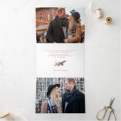 Festive Waterverf Holiday Floral met script & foto Drieluik Kaart (Binnen)