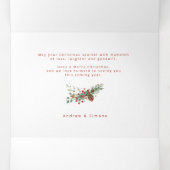 Festive Waterverf Holiday Floral met script & foto Drieluik Kaart (Binnenkant midden)