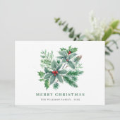 Festive Waterverf Holly Berry-kerstgroet Feestdagenkaart (Staand voorkant)