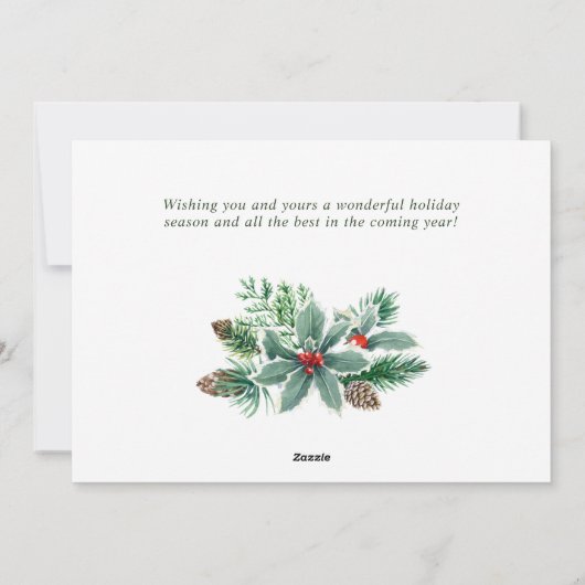 Festive Waterverf Holly Berry-kerstgroet Feestdagenkaart (Achterkant)