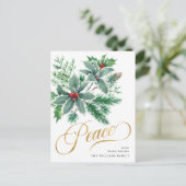 Festive Waterverf Holly Berry-kerstgroet Feestdagenkaart (Staand voorkant)