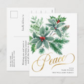 Festive Waterverf Holly Berry-kerstgroet Feestdagenkaart (Voorkant / Achterkant)