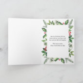 Festive Waterverf Holly Berry Kerstmis FOTO Feestdagen Kaart (Binnen)