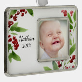 Festive Waterverf Holly Verzilverd Omlijst Ornament (Rechts)