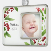 Festive Waterverf Holly Verzilverd Omlijst Ornament (Links)