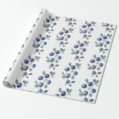 Festive Waterverf kerstblauwe bessen Cadeaupapier (Uitgerold)
