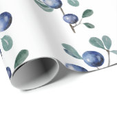 Festive Waterverf kerstblauwe bessen Cadeaupapier (Rol Hoek)