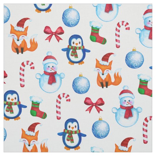 Festive Waterverf-kerstIllustrator Patroon Stof (Swatch)