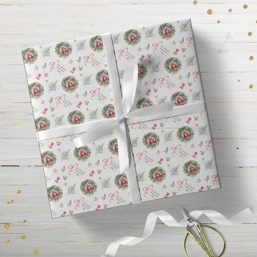 Festive Waterverf Kerstmis Greenery Foto Wrappi Cadeaupapier