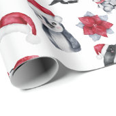 Festive Waterverf Kerstmis Penguin Cadeaupapier (Rol Hoek)