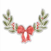 Festive waterverf kerstsierbloemen sticker (Voorkant)