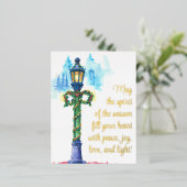 Festive Waterverf Lamp na Kerstmis Folie Feestdagen Briefkaart (Staand Voorkant)