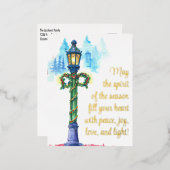 Festive Waterverf Lamp na Kerstmis Folie Feestdagen Briefkaart (Voorkant / Achterkant)