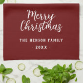 Festive Waterverf Merry Kerstmis Artistic Theedoek (Gevouwen)