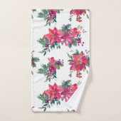 Festive Waterverf Poinsettias & Sage Polka Dots Bad Handdoek (Handdoek)