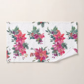 Festive Waterverf Poinsettias & Sage Polka Dots Bad Handdoek (Handdoek)