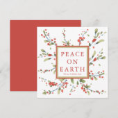 Festive Waterverf Red Berries Winter Greenery Feestdagenkaart (Voorkant / Achterkant)