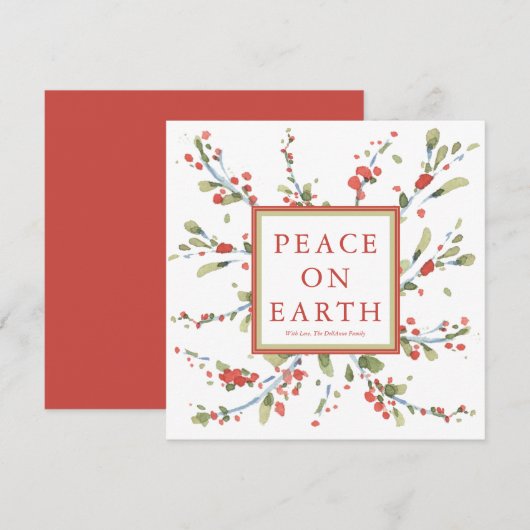 Festive Waterverf Red Berries Winter Greenery Feestdagenkaart (Voorkant / Achterkant)