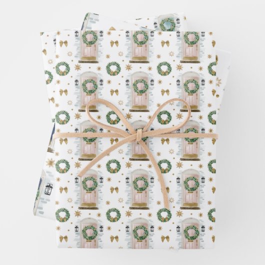 Festive Waterverf roze, blauw en marinevoorklep Inpakpapier Vel (In situ)