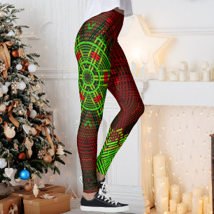 Festive Weave Mandala Red en Green Leggings