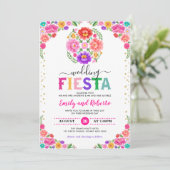 Festive Wedding Fiesta Mexican Floral Pattern Kaart (Staand voorkant)