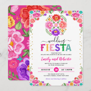 Festive Wedding Fiesta Mexican Floral Pattern Kaart