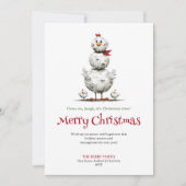 Festive Whimsical Chickens Christmas Greeting Card Feestdagenkaart (Voorkant)
