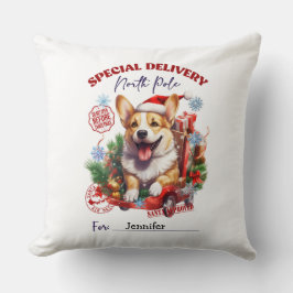 Festive Whimsical Corgi Christmas Throw Pillow Kussen