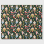 Festive Whimsical Cute Nutcracker Ballet Dolls Cadeaupapier (Vlak)