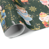Festive Whimsical Cute Nutcracker Ballet Dolls Cadeaupapier (Rol Hoek)