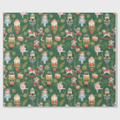 Festive Whimsical Cute Nutcracker Ballet Dolls Wra Cadeaupapier (Vlak)