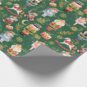 Festive Whimsical Cute Nutcracker Ballet Dolls Wra Cadeaupapier (Hoek)