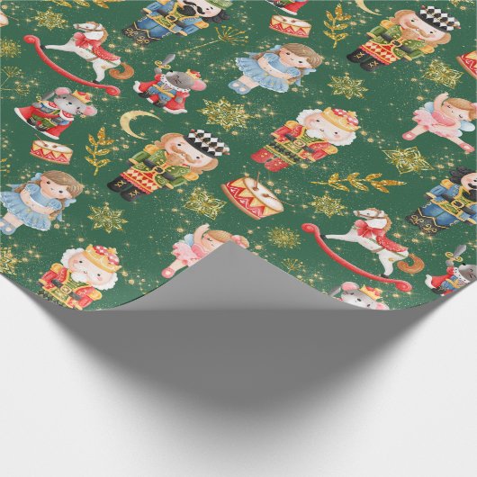 Festive Whimsical Cute Nutcracker Ballet Dolls Wra Cadeaupapier (Hoek)
