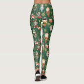 Festive Whimsical Cute Nutcracker Ballet Green Leggings (Achterkant)