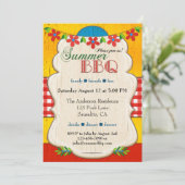 Festive Whimsical Summer BBQ Party Uitnodiging (Staand voorkant)