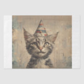 Festive Whiskers: Vintage Kitten Decoupage Tissuepapier (Voorkant)