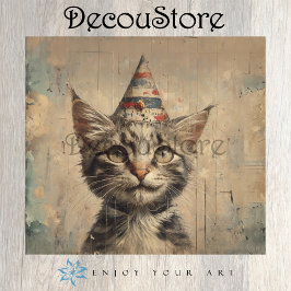 Festive Whiskers: Vintage Kitten Decoupage Tissuepapier