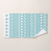 Festive White/Aqua Kerstmis Iconic Pattern Bad Handdoek (Handdoek)