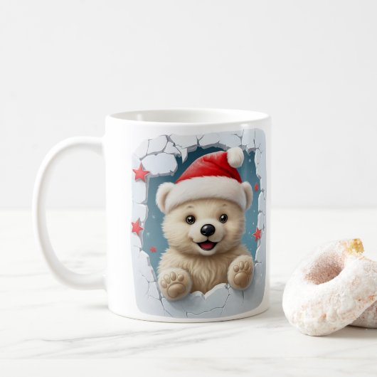 Festive White Featuring Teddy Bear And Icy Design Koffiemok (Met donut)