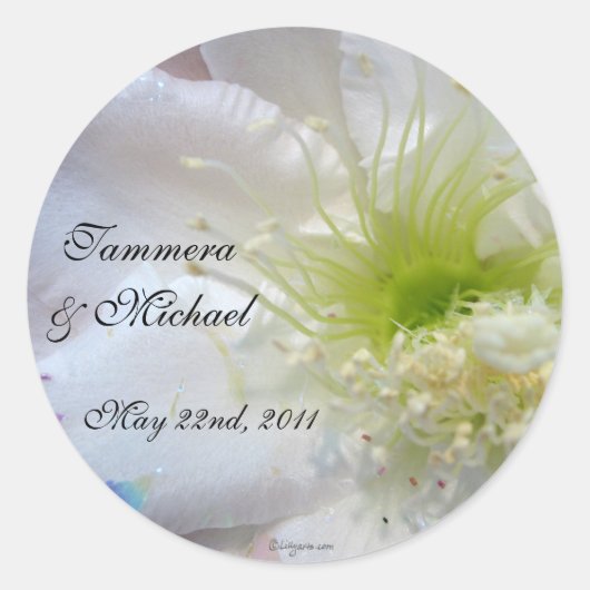 Festive White Flower Wedding Custom Envelope-zegel Ronde Sticker (Voorkant)
