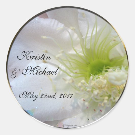 Festive White Flower Wedding Custom Envelope-zegel Ronde Sticker (Voorkant)