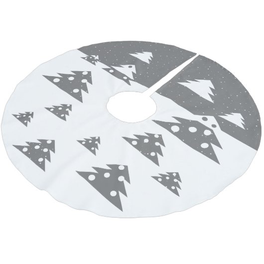 Festive White Grey kerstboom Kerstboom Rok (Gekanteld)