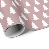 Festive White-kerstboompatroon op Paars Cadeaupapier (Rol Hoek)